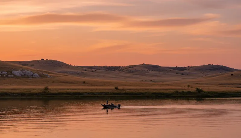 Kansas fishing waters. Backdrop for the Angling Hubs Kansas guide directory