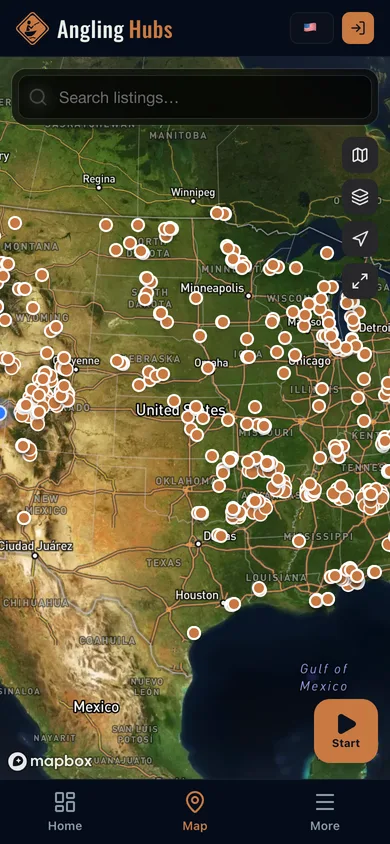 The Angling Hubs app directory map