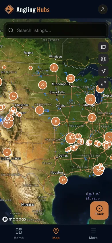 The Angling Hubs app directory map