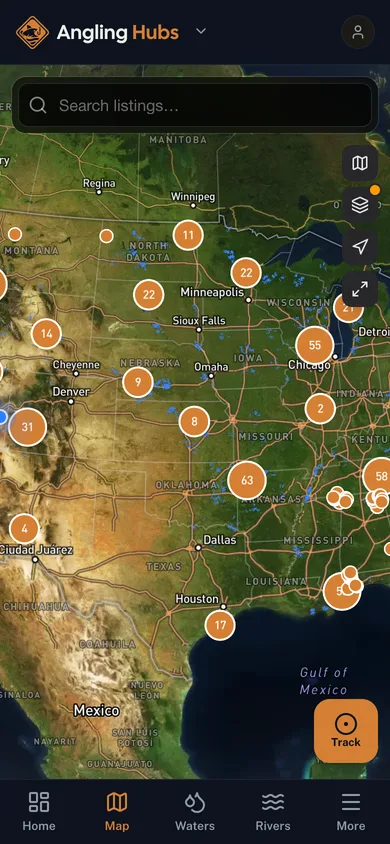 The Angling Hubs app directory map