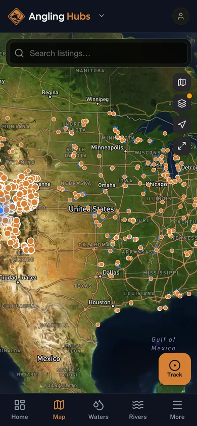The Angling Hubs app directory map